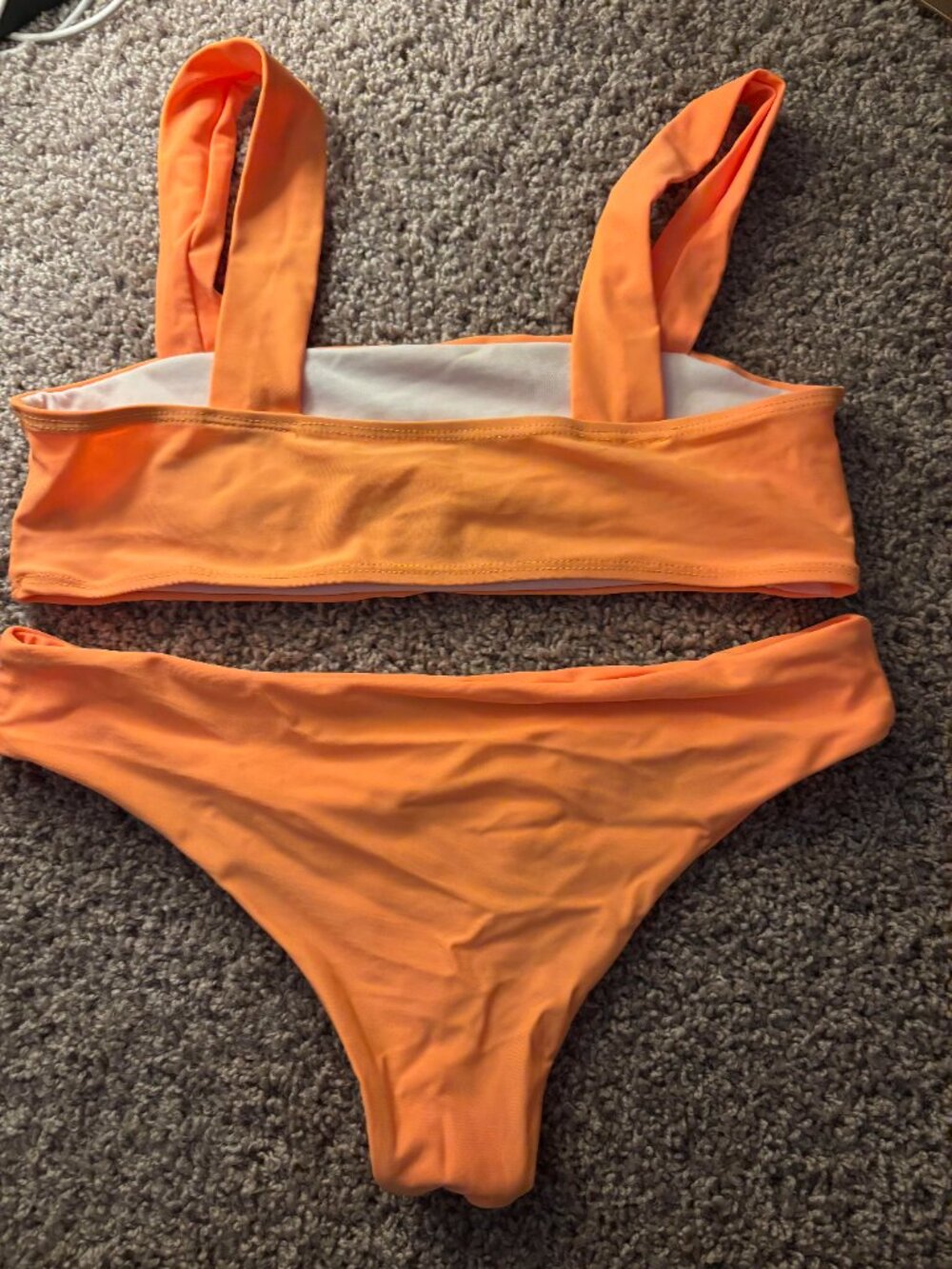 ZAFUL Neon Orange Ribbed Two-Piece Bikini Set - Picture 3 of 3